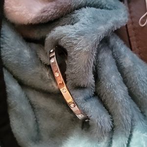 Kate Spade Rose Gold Set In Stone Hinged Bangle